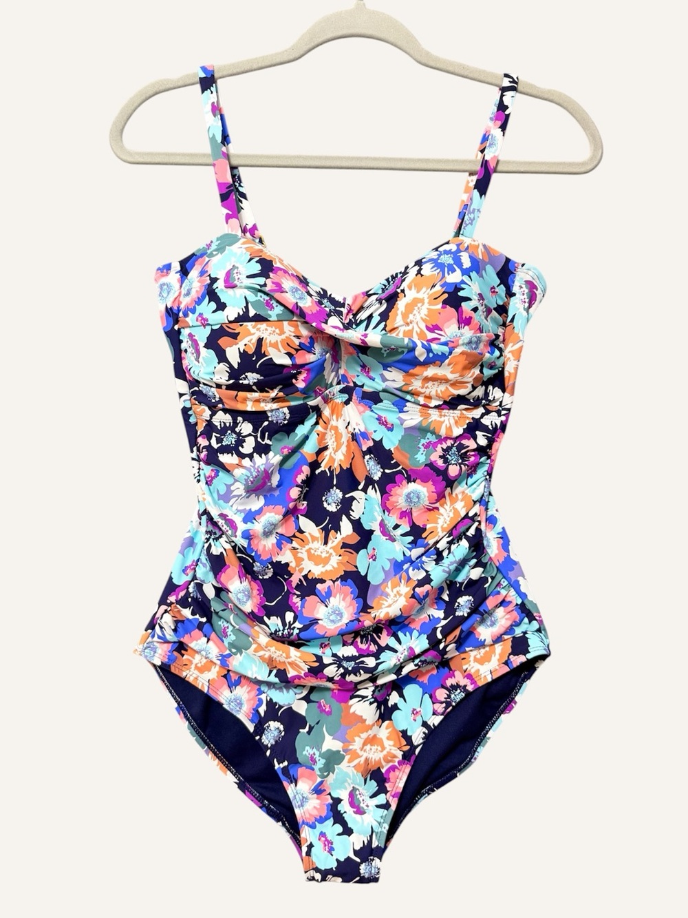 Leilani Floral One Piece Swimsuit NWT Size 10 Multicolor Removeable Straps